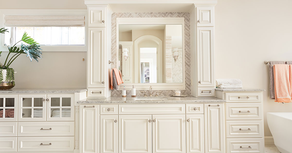 A large vanity with extra storage space