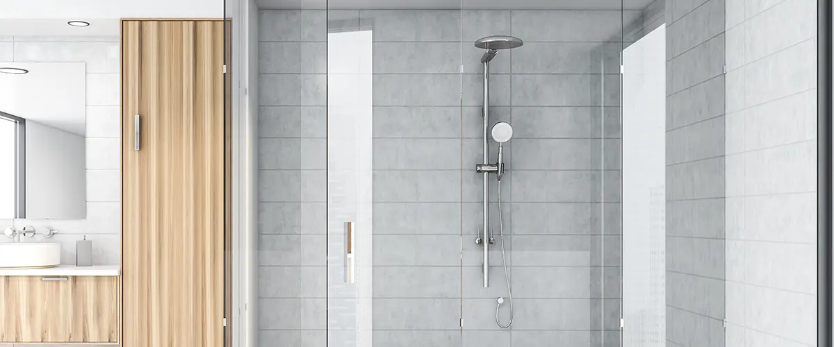 A large glass shower