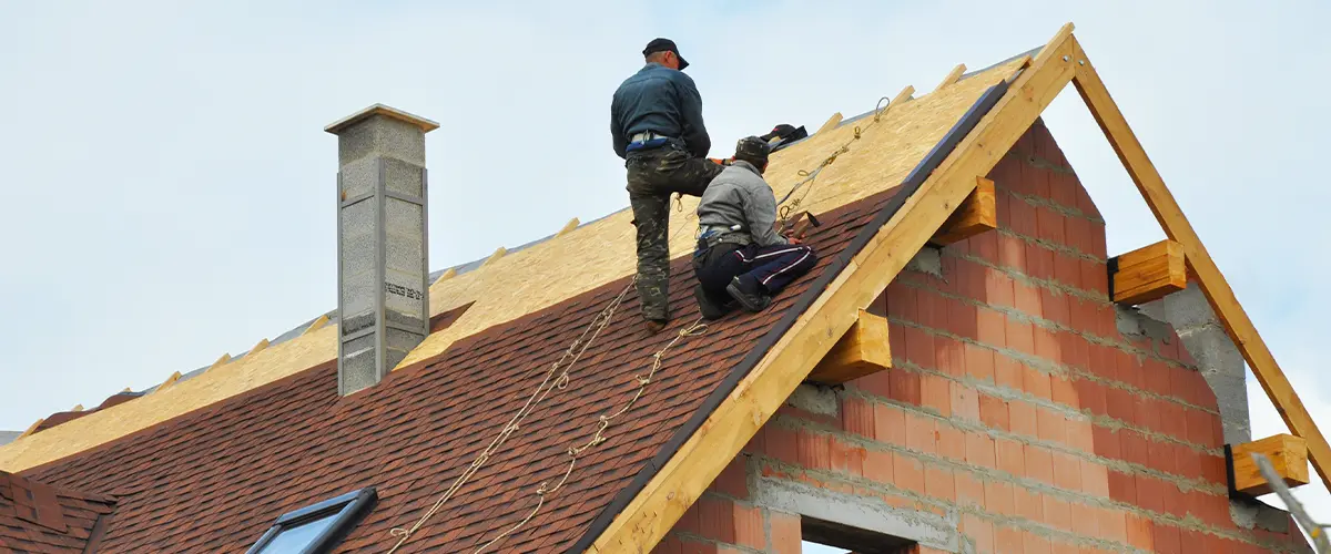 Roof installation on a brick home