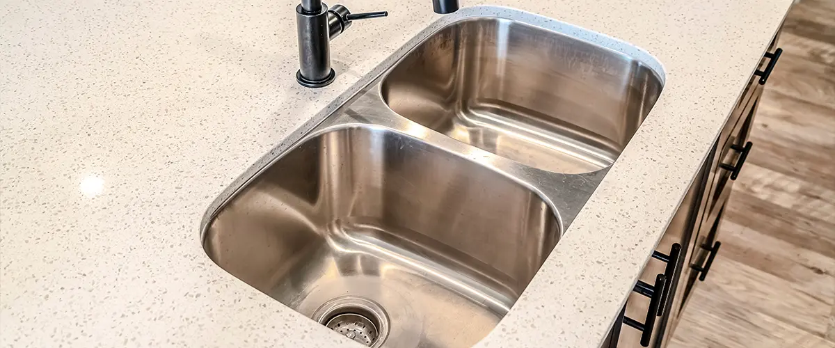 Stainless Steel Double Bowl sink on kitchen island